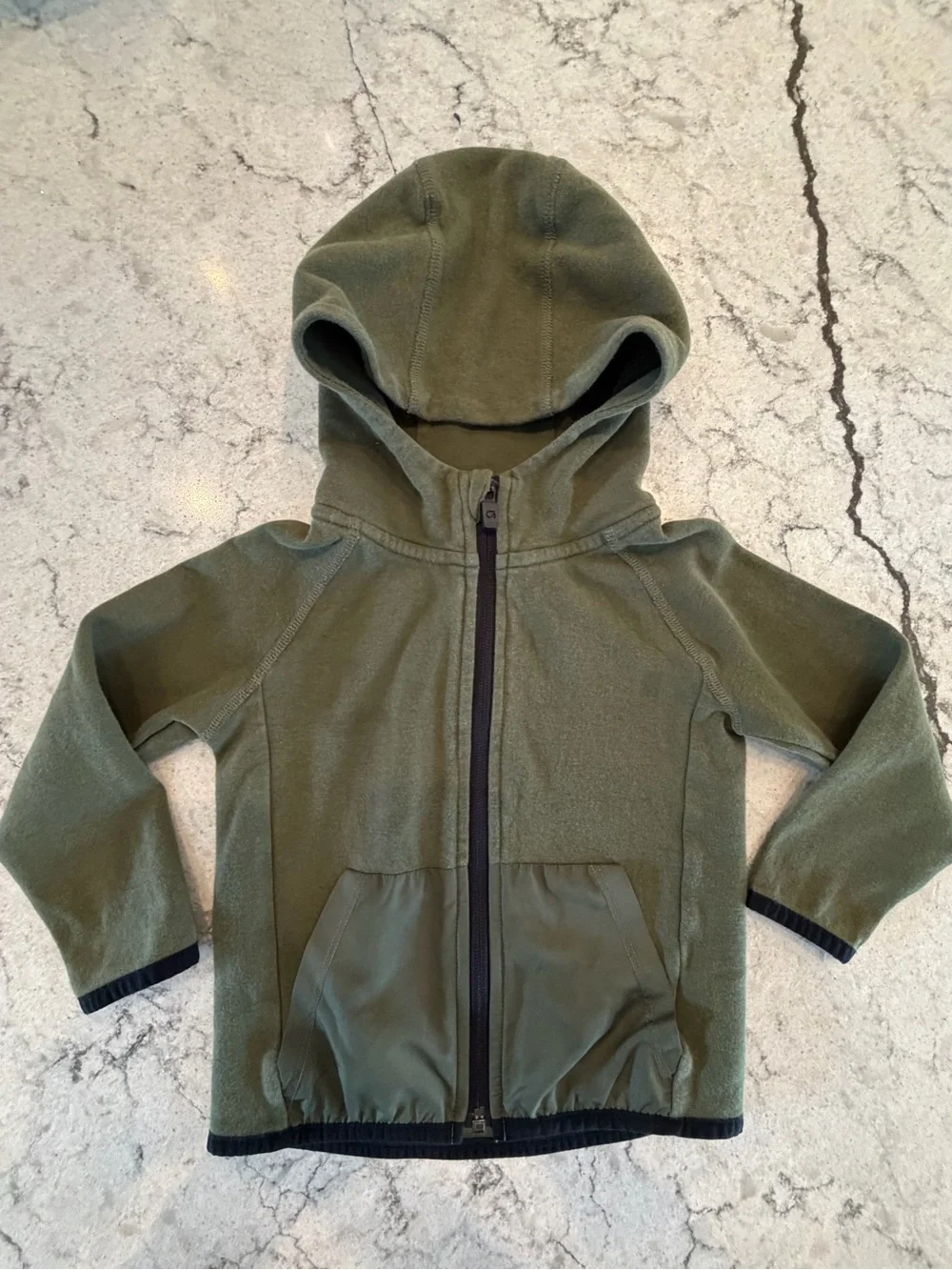 GapFit Toddler Hoodie Jacket 3Y Green Full Zip Fleece Athletic Sweatshirt